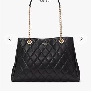 Kate Spade Quilted Black Shoulder Bag with Gold Chain